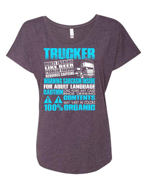 Trucker Multitasking Like Beer T Shirt, I Love Beer T Shirt, Cool Shirt (Ladies' Triblend Dolman Sleeve)