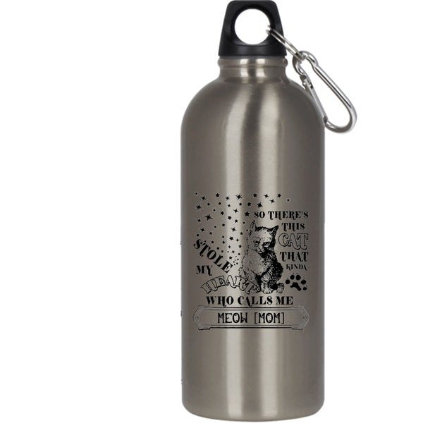 This Cat Kinda Stole My Heart 20 oz Stainless Steel Bottle,Calls Me Meow Mom Outdoor Sports Water Bottle