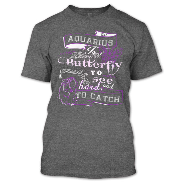 Aquarius Is Like A Butterfly T Shirt, Pretty To See Hard And To Catch T Shirt