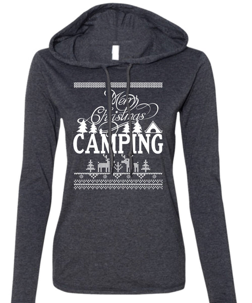 Merry Christmas Camping T Shirt, This Girl Loves Christmas T Shirt (Anvil Ladies Ringspun Hooded)