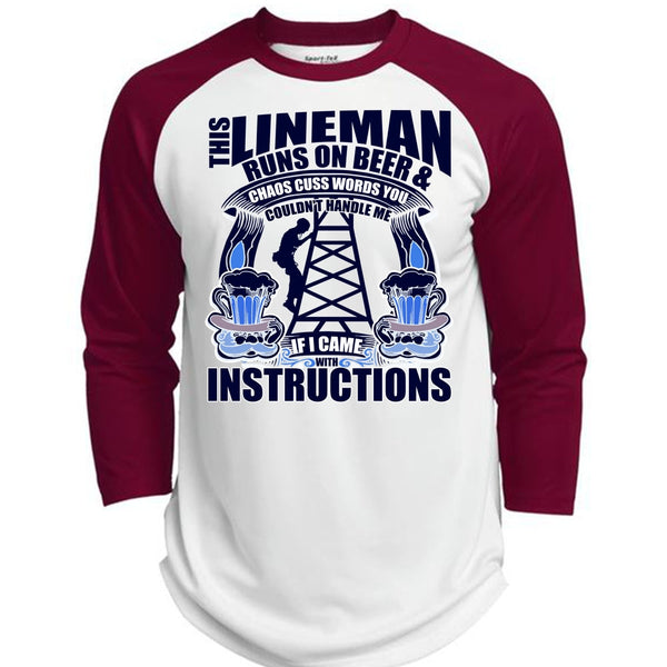 This Lineman Runs On Beer T Shirt, I Love Lineman T Shirt, Awesome T-Shirts  (Polyester Game Baseball Jersey)