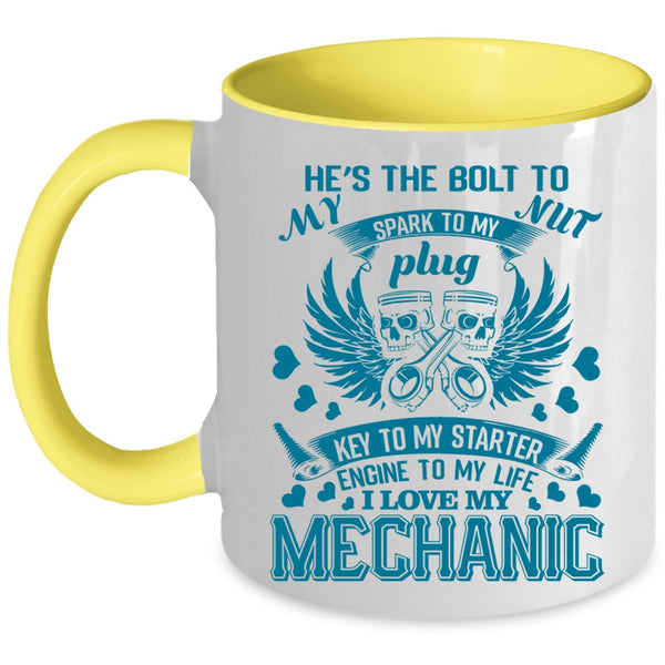 Cool Mechanis's Girlfriend Coffee Mug, I Love My Mechanic Accent Mug