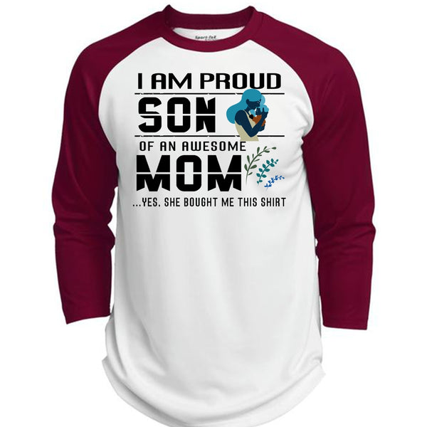 I Am Proud Son Of An Awesome Mom T Shirt, Mother's Day T Shirt  (Polyester Game Baseball Jersey)