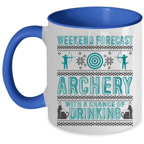 Chance Of Drinking Coffee Mug, Weekend Forecast Archery Accent Mug