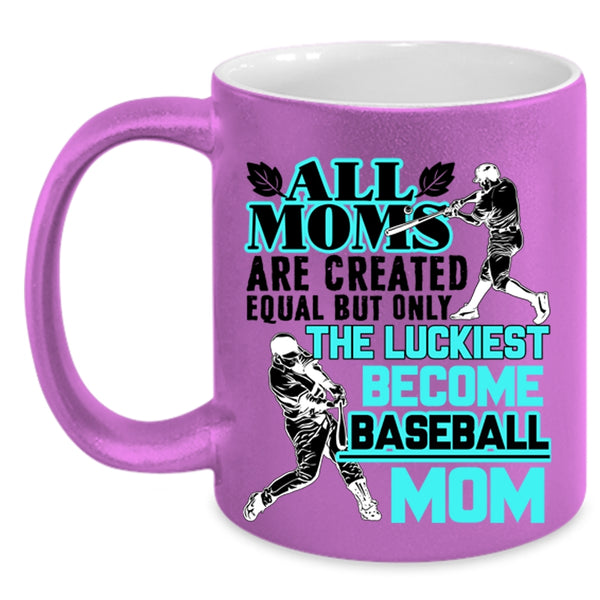 Cool Sport Coffee Mug, The Luckiest Mom Become Baseball Mom Accent Mug