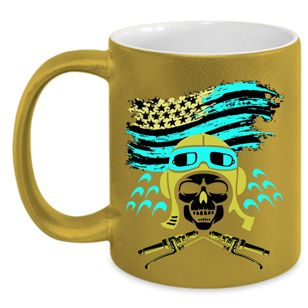 American Flag Coffee Mug, Cool Biker Accent Mug