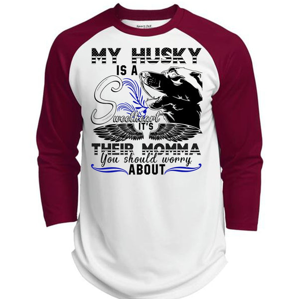 My Husky Is A Sweetheart T Shirt, I Love Husky T Shirt, Awesome T-Shirts  (Polyester Game Baseball Jersey)