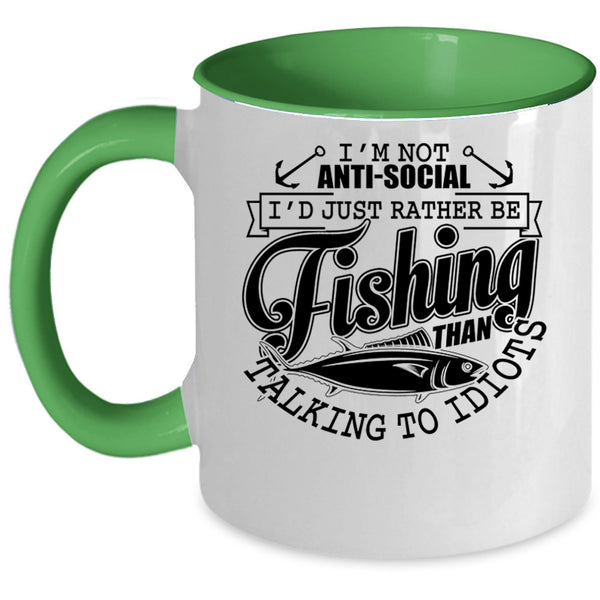 Cool Fishing Coffee Mug, I'd Just Rather Be Fishing Accent Mug