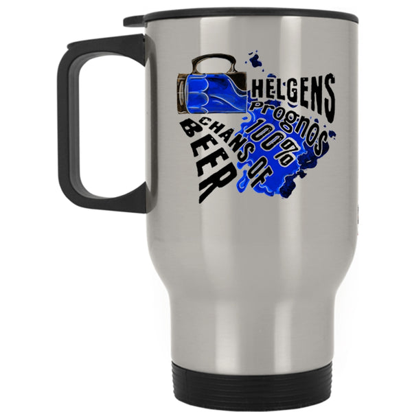 Cool Beer Travel Mug, Helgens Prognos 100% Chans Of Beer Mug