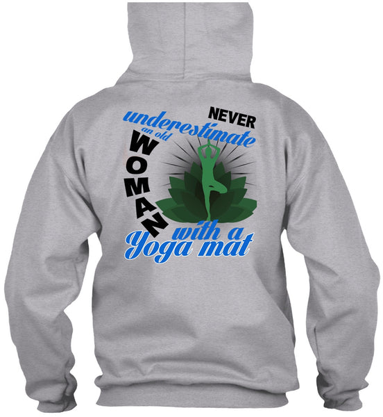 Old Woman With A Yoga Mat T Shirt, I Love Yoga T Shirt