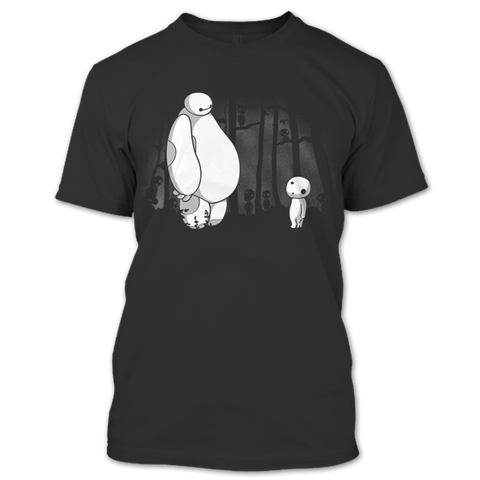 A black t-shirt with the shopify logo