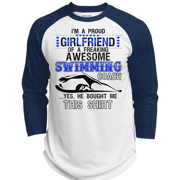 I'm A Proud Girlfriend T Shirt, I Love Swimming T Shirt, Awesome T-Shirts  (Polyester Game Baseball Jersey)