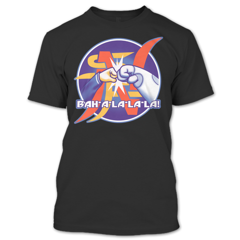 A black t-shirt with the shopify logo