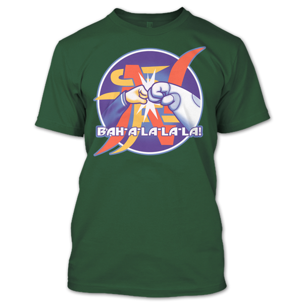 A black t-shirt with the shopify logo