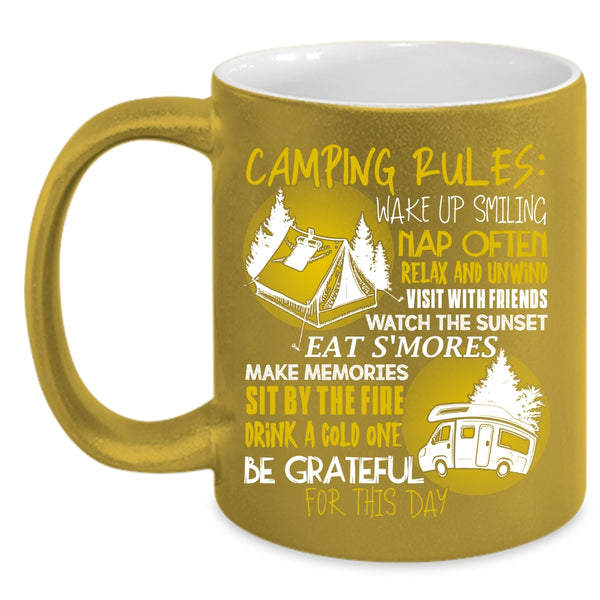 Camping Rules Coffee Mug, Be Gratful For This Day Coffee Cup
