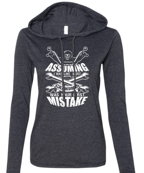 I Was Like Most Grandpas T Shirt, Being A Biker T Shirt (Anvil Ladies Ringspun Hooded)