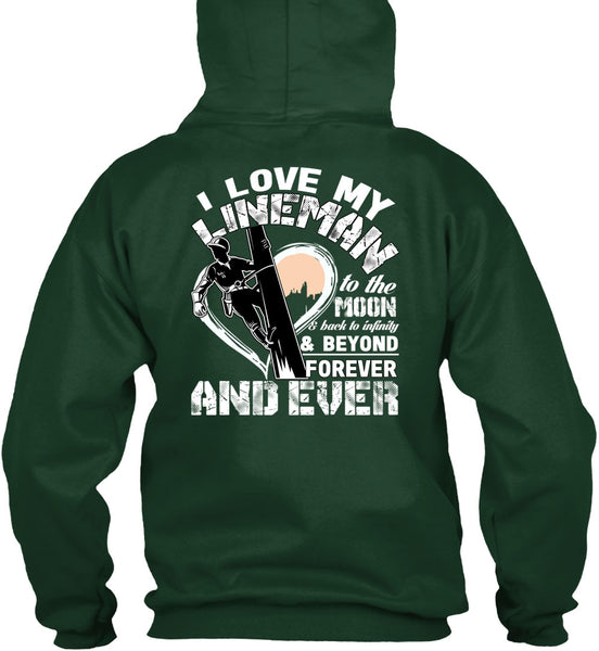 I Love My Lineman T Shirt, Moon And Back T Shirt