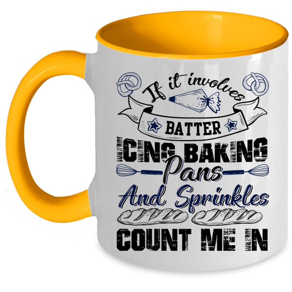 Funny Baking Coffee Mug, Batter Icing Baking Pans And Sprinkles Accent Mug