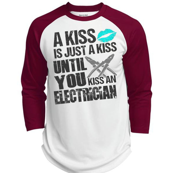 Kiss An Electrician T Shirt, A Kiss T Shirt, Awesome T-Shirts  (Polyester Game Baseball Jersey)