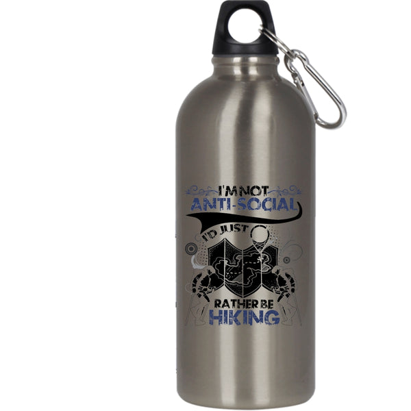 I'd Just Rather Be Hiking 20 oz Stainless Steel Bottle,I Love Hiking Outdoor Sports Water Bottle