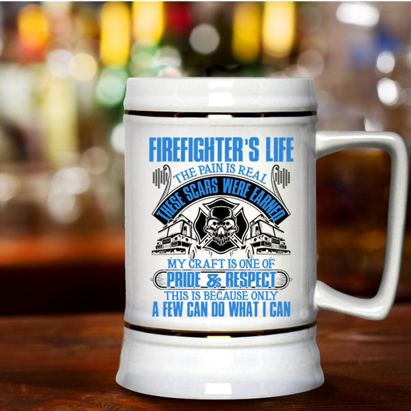 Awesome Gift For Firefighter Beer Stein 22oz, Firefighter's Life Beer Mug
