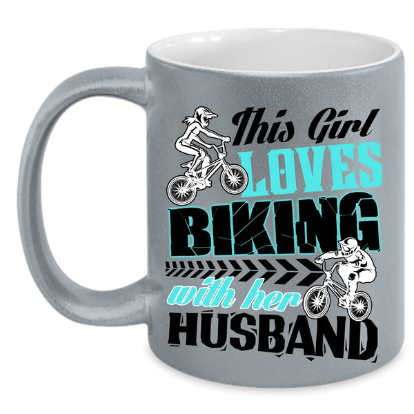 Gift For Wedding Coffee Mug, This Girl Loves Biking With Her Husband Accent Mug