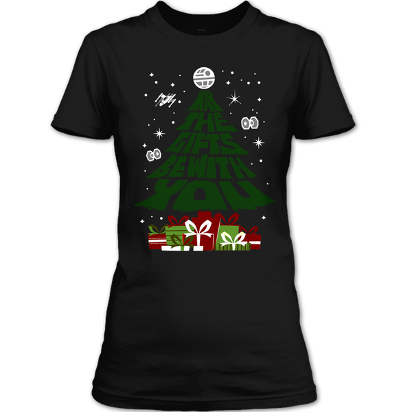 A black t-shirt with the shopify logo