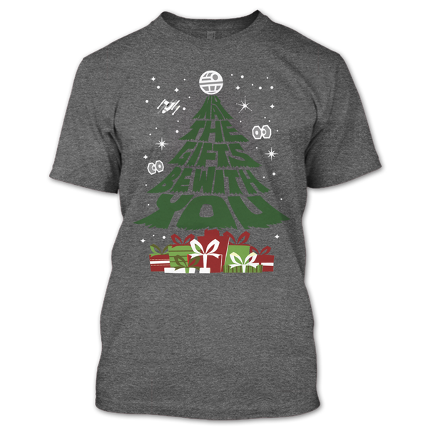 A black t-shirt with the shopify logo