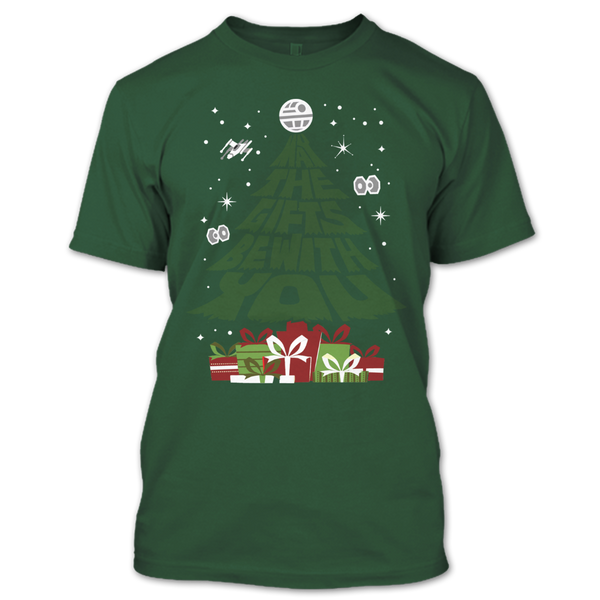 A black t-shirt with the shopify logo