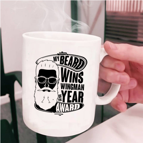 Cool Bearded Man Coffee Mug, My Beard Wins Wingman Of The Year Award Cup