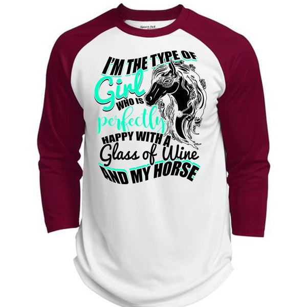 Glass Of Wine And My Horse T Shirt, I Love Horse T Shirt, Awesome T-Shirts  (Polyester Game Baseball Jersey)