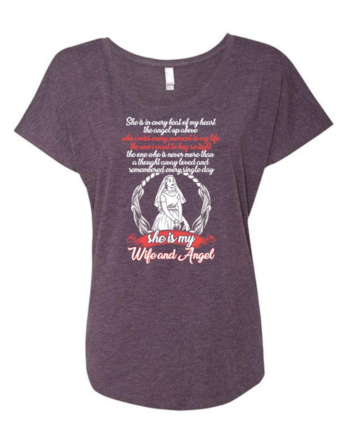 She Is My Wife And Angel T Shirt, Beat Of My Heart T Shirt, Cool Shirt (Ladies' Triblend Dolman Sleeve)
