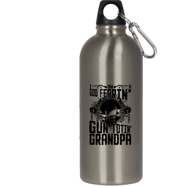 I Am A God Fearing Gun Toting Grandpa 20 oz Stainless Steel Bottle,Cool Grandpa Outdoor Sports Water Bottle