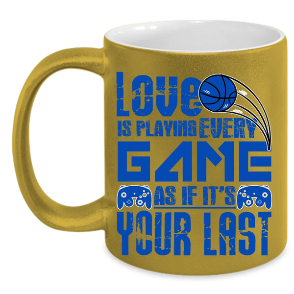 Funny Gift For Gamers Coffee Mug, Love Is Playing Every Game Accent Mug