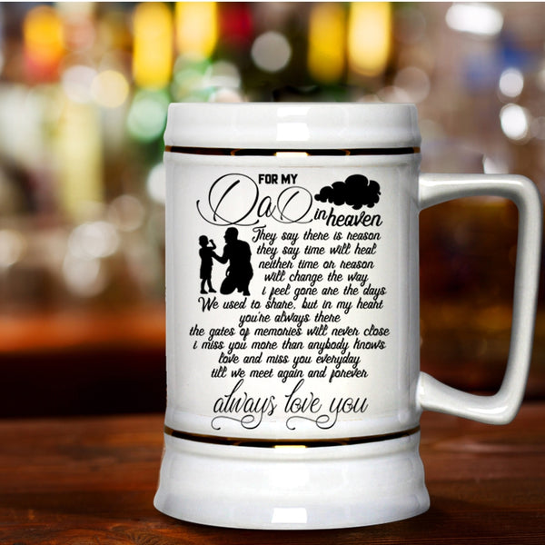 Cool Gift For My Children Beer Stein 22oz, For My Dad In Heaven Beer Mug