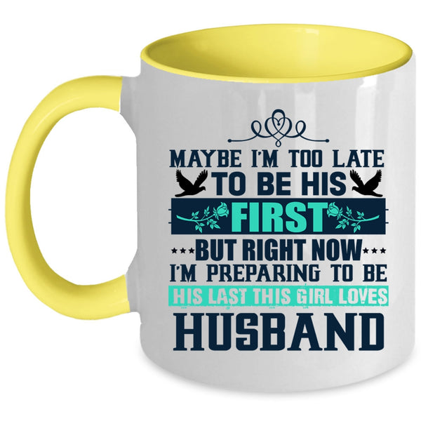 Cute Wedding Coffee Mug, This Girl Loves Husband Accent Mug