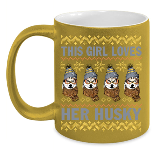 This Girl Loves Her Husky Coffee Mug, Cute Husky Lover Coffee Cup