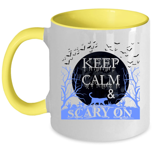 Funny Halloween Coffee Mug, Keep Calm And Scary On Accent Mug