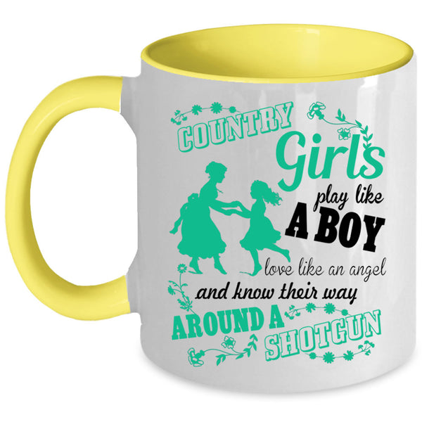 Cool Girls Coffee Mug, Country Girls Play Like A Boy Accent Mug