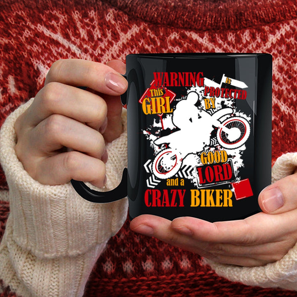 This Girl Is Protected By A Crazy Biker Coffee Mug, Cute Girls Coffee Cup