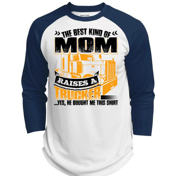 Mom Raises A Trucker T Shirt, I Love Trucking T Shirt, Awesome T-Shirts  (Polyester Game Baseball Jersey)