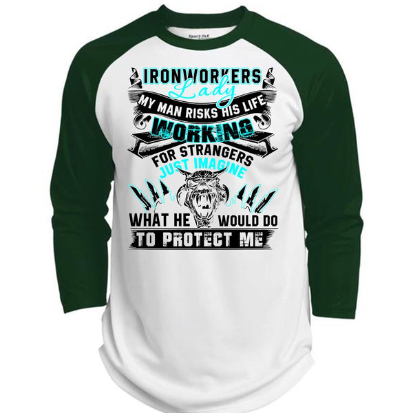 Ironworkers Lady T Shirt, My Man Risks His Life T Shirt, Awesome T-Shirts  (Polyester Game Baseball Jersey)