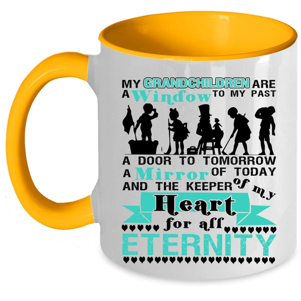 Cute Coffee Mug, My Grandchildren Are A Window To My Past Accent Mug