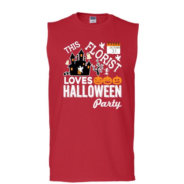 Halloween T Shirt, This Florist Love Halloween Party T Shirt, Cool T Shirt (Men's Cotton Sleeveless)