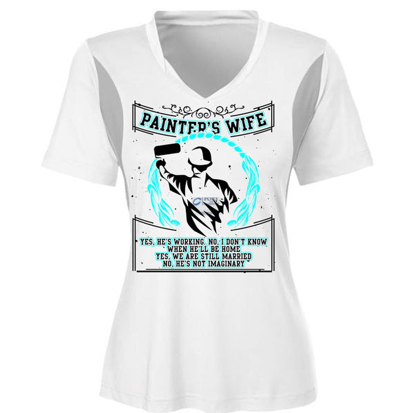 Painter's Wife T Shirt, We Are Still Married T Shirt, Cool Shirt (Ladies LS Heather V-Neck)