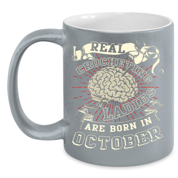 Real Crocheting Ladies Coffee Mug, Born In October Coffee Cup