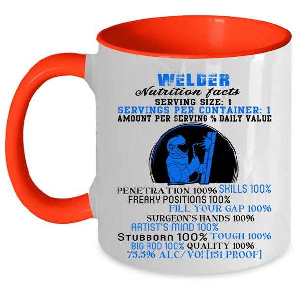 Funny Welding Coffee Mug, Welder Mutrition Facts Accent Mug