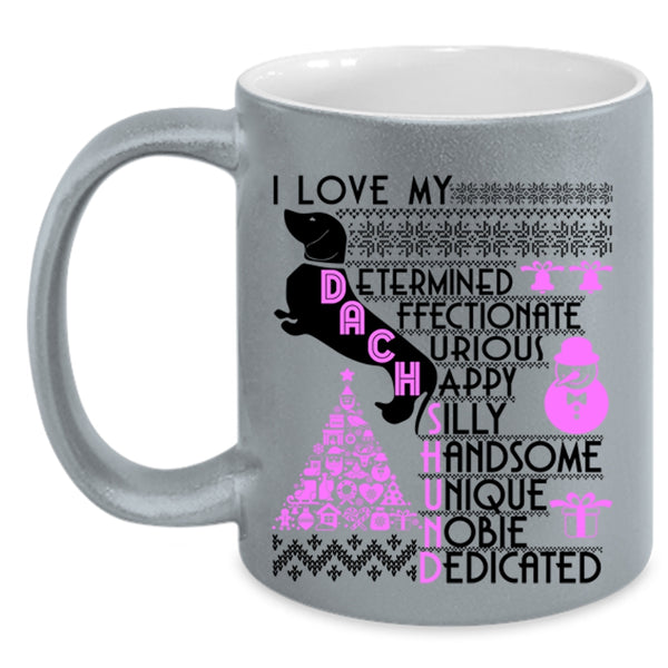 Cute Christmas Coffee Mug, I Love My Duchshund Accent Mug