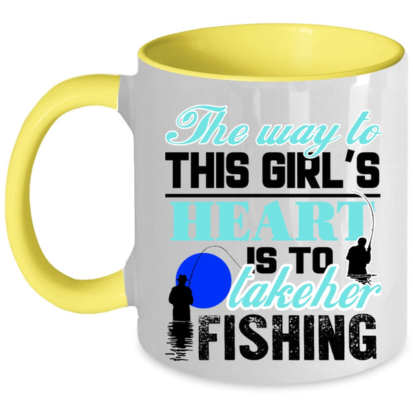 Take Her Fishing Coffee Mug, The Way To This Girl's Heart Accent Mug
