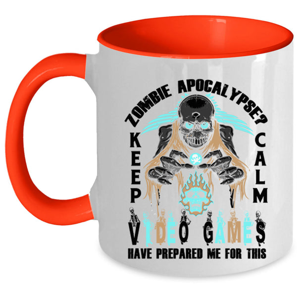 Keep Calm Video Games Coffee Mug, Zombie Apocalypse Accent Mug